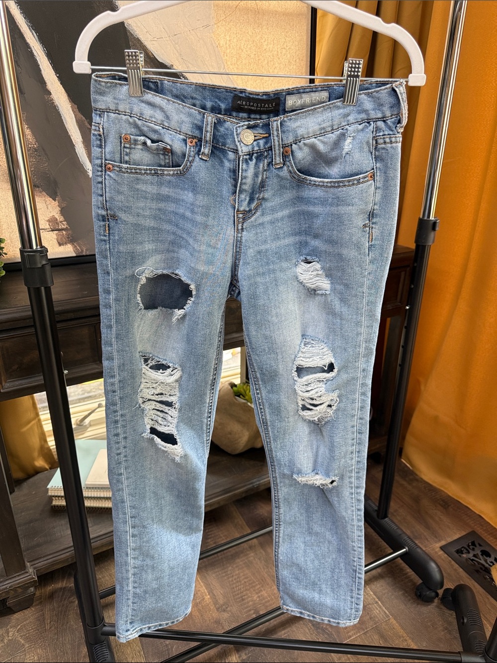 Aeropostale Light Blue Distressed Boyfriend Jeans